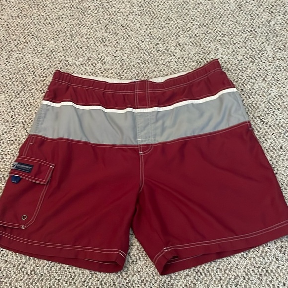Men’s Burgundy & Gray Bathing Suit - Picture 1 of 5